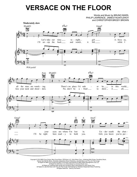 versace on the floor spartito testo|versace on the floor sheet music.